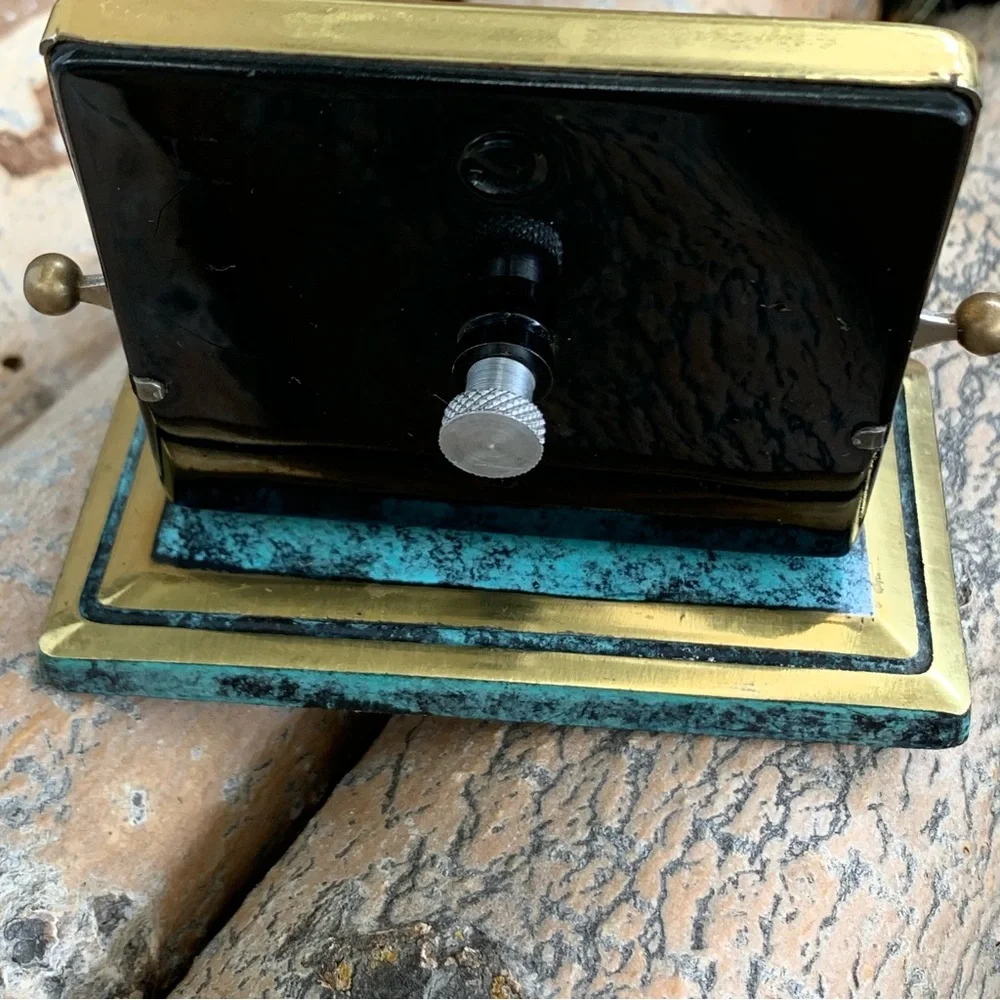 Vintage 40s Jakob Maul Brass & Marble Perpetual Desk Calendar EUC